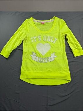 Hard Candy Neon Yellow "It's Only Love" Long Sleeve Tee